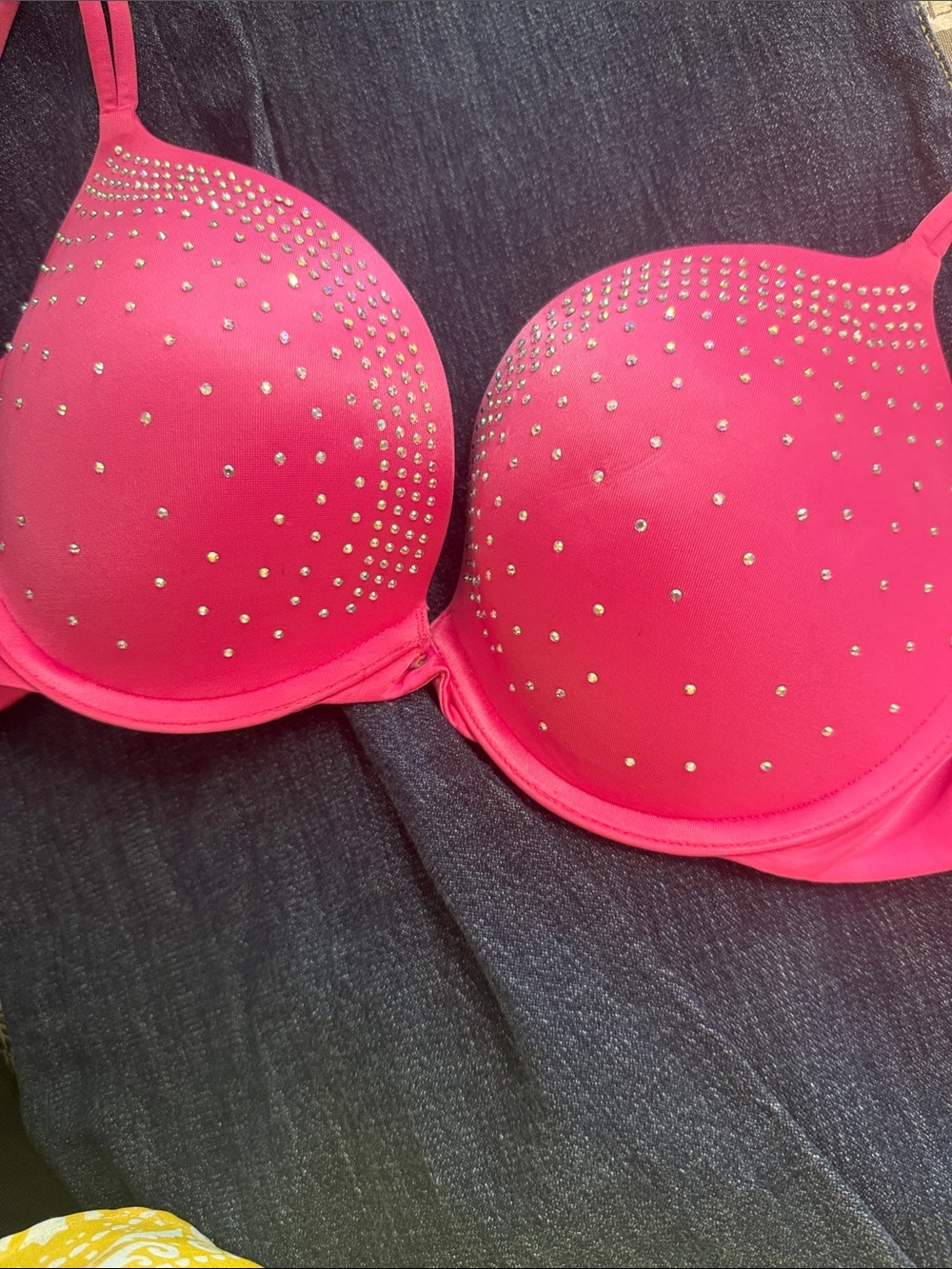 Victoria's Secret Fuchsia Rhinestone Push-Up Bra